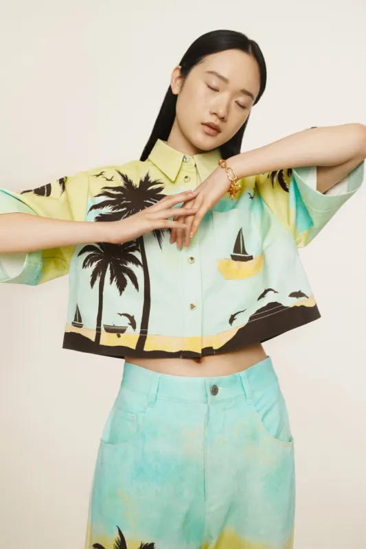 SAIL AWAY CROPPED SHIRT sold by Alemais