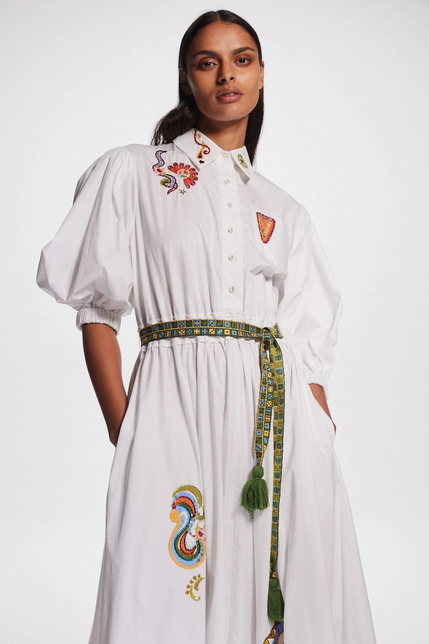 STRIKE EMBROIDERED MIDI DRESS sold by Alemais product image thumbnail 4