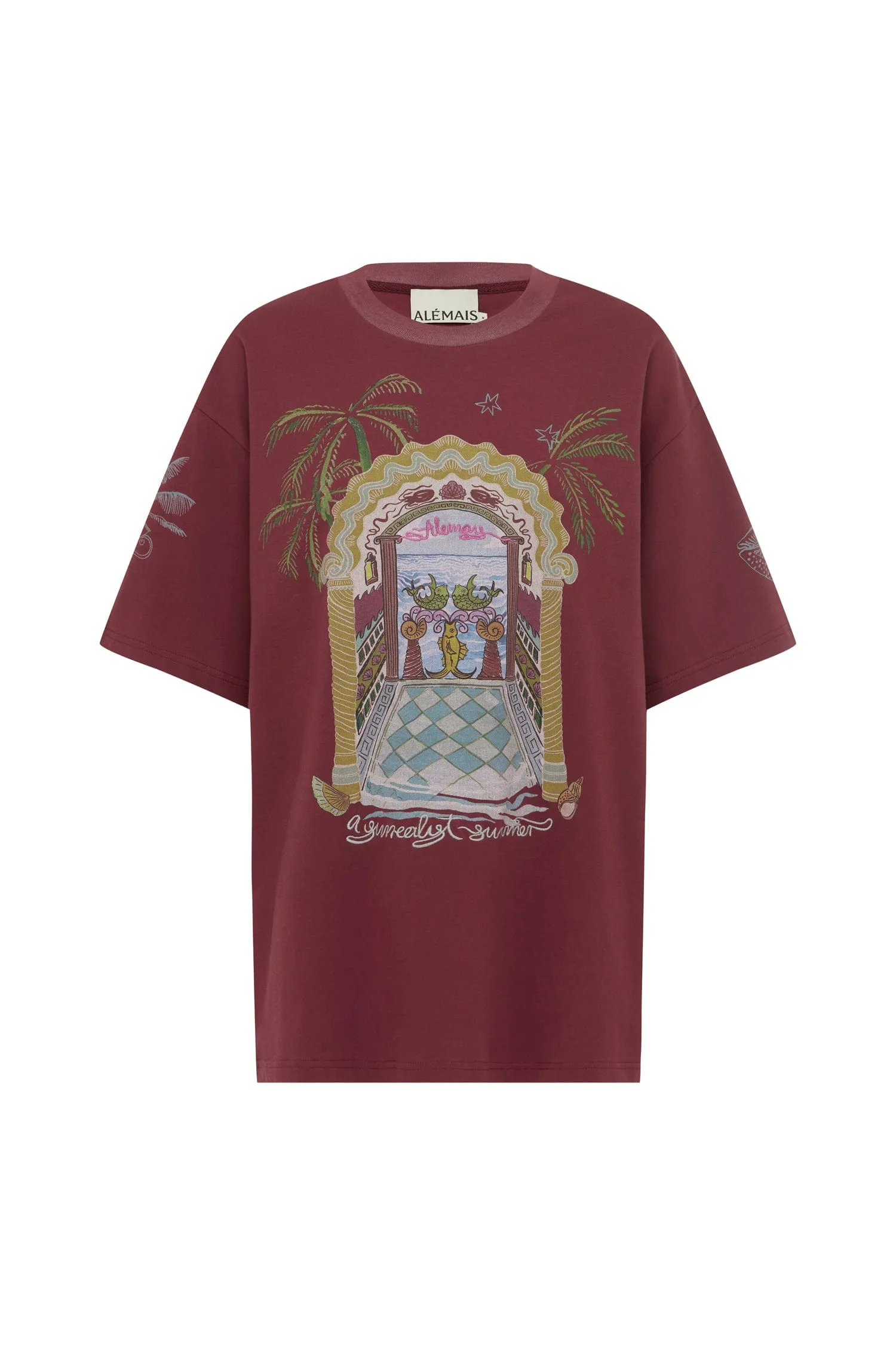 SURREALIST SUMMER BURGUNDY TEE sold by Alemais product image thumbnail 2