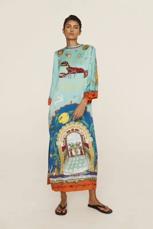 SURREALIST SUMMER MIDI SILK DRESS sold by Alemais
