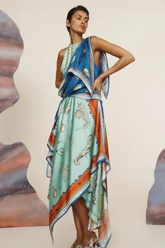 SURREALIST SUMMER SCARF MIDI DRESS made by Alemais