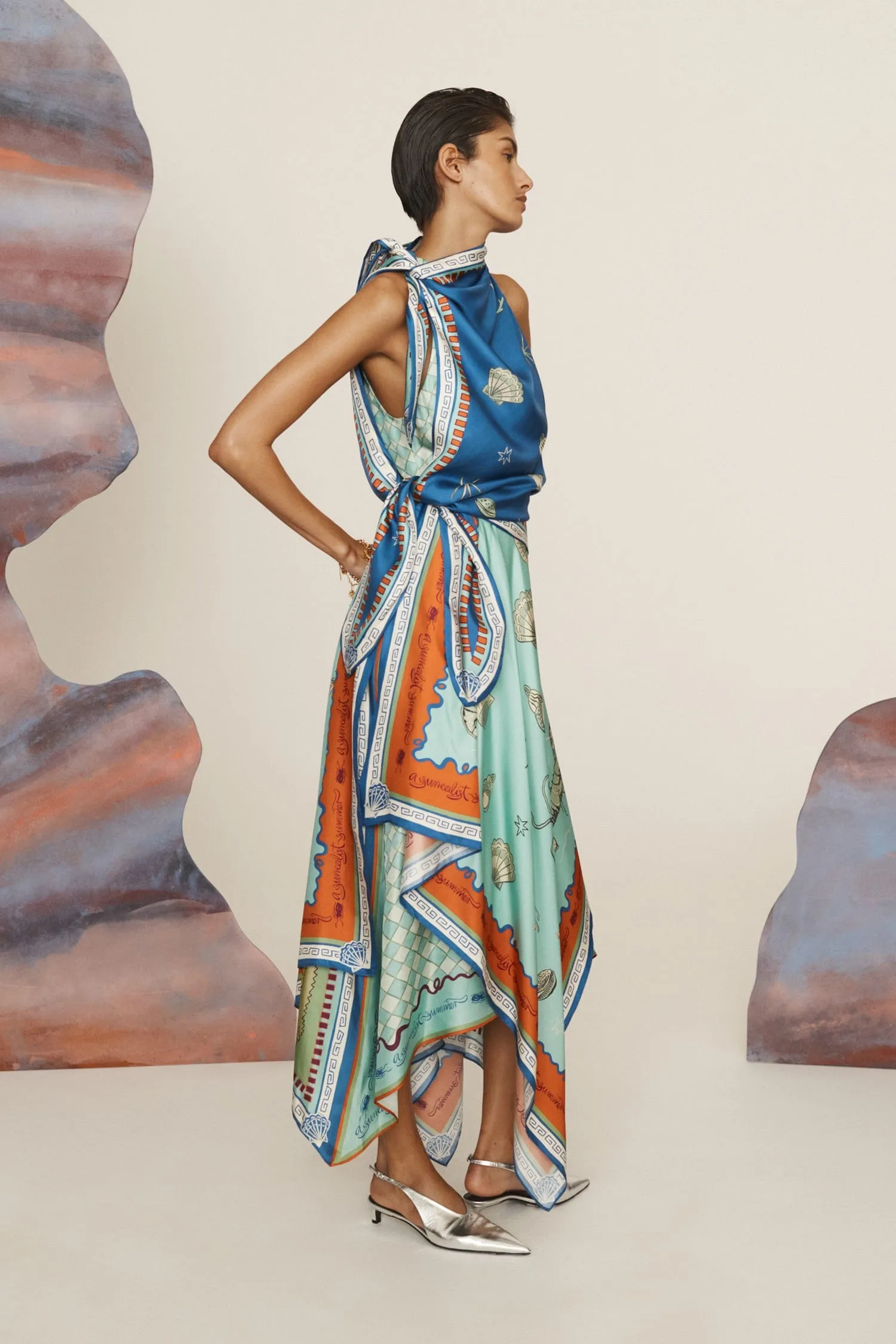 SURREALIST SUMMER SCARF MIDI DRESS sold by Alemais product image thumbnail 4