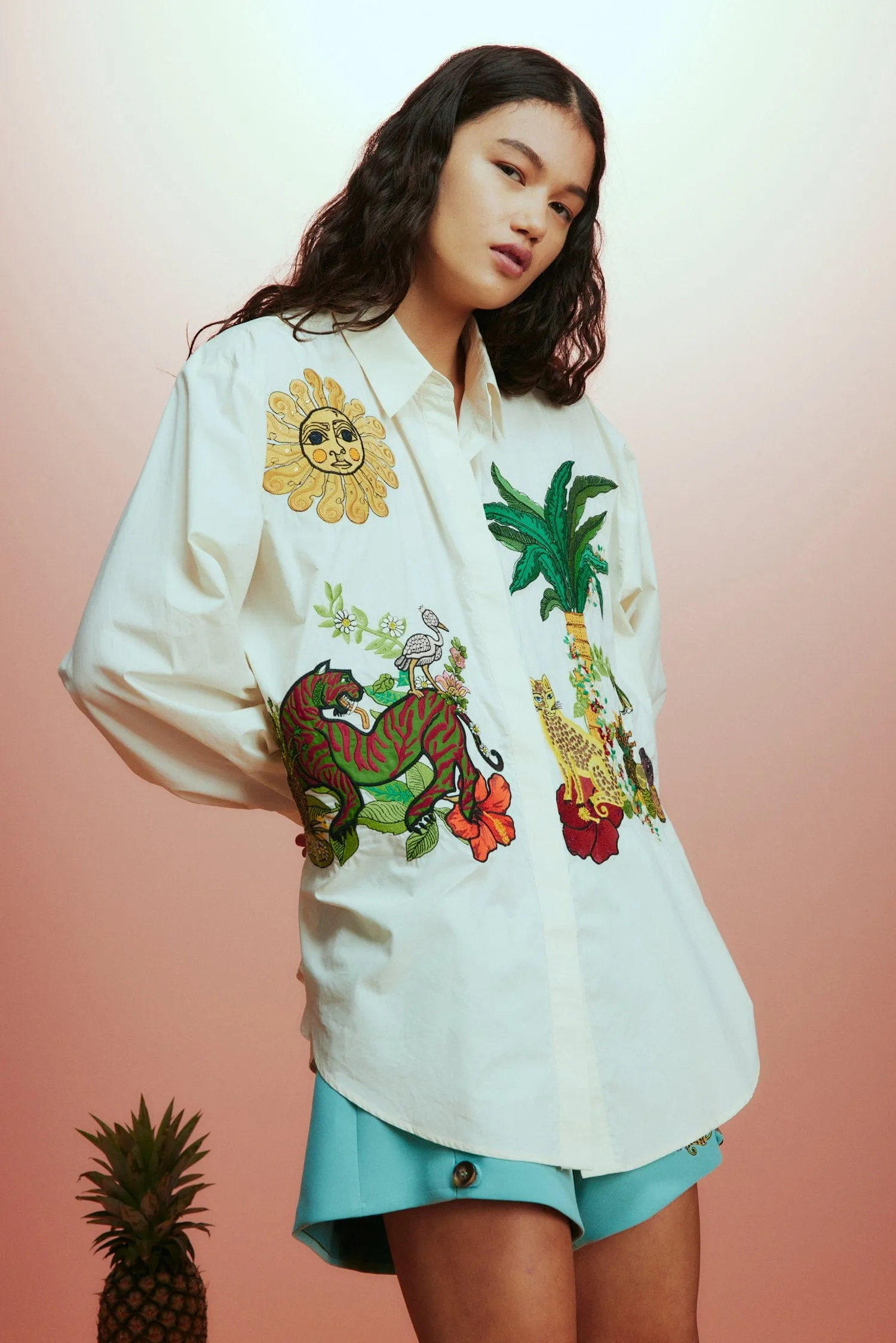 TIGER EMBROIDERED SHIRT sold by Alemais