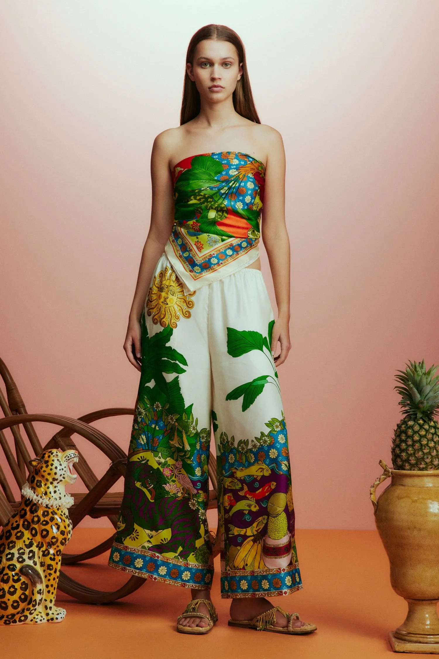 TIGER SILK PANT sold by Alemais