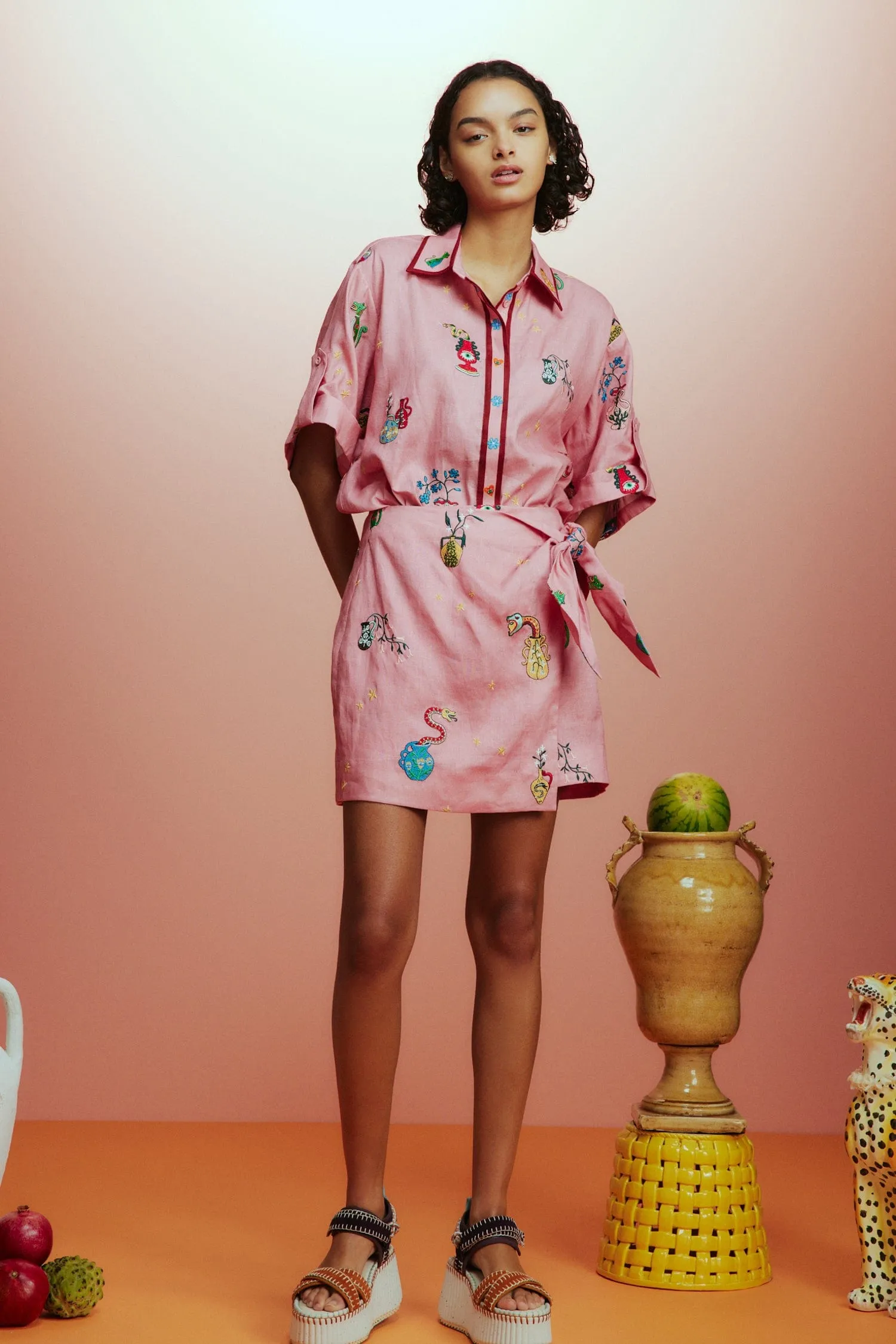 TIMMY EMBROIDERED SARONG SKIRT sold by Alemais