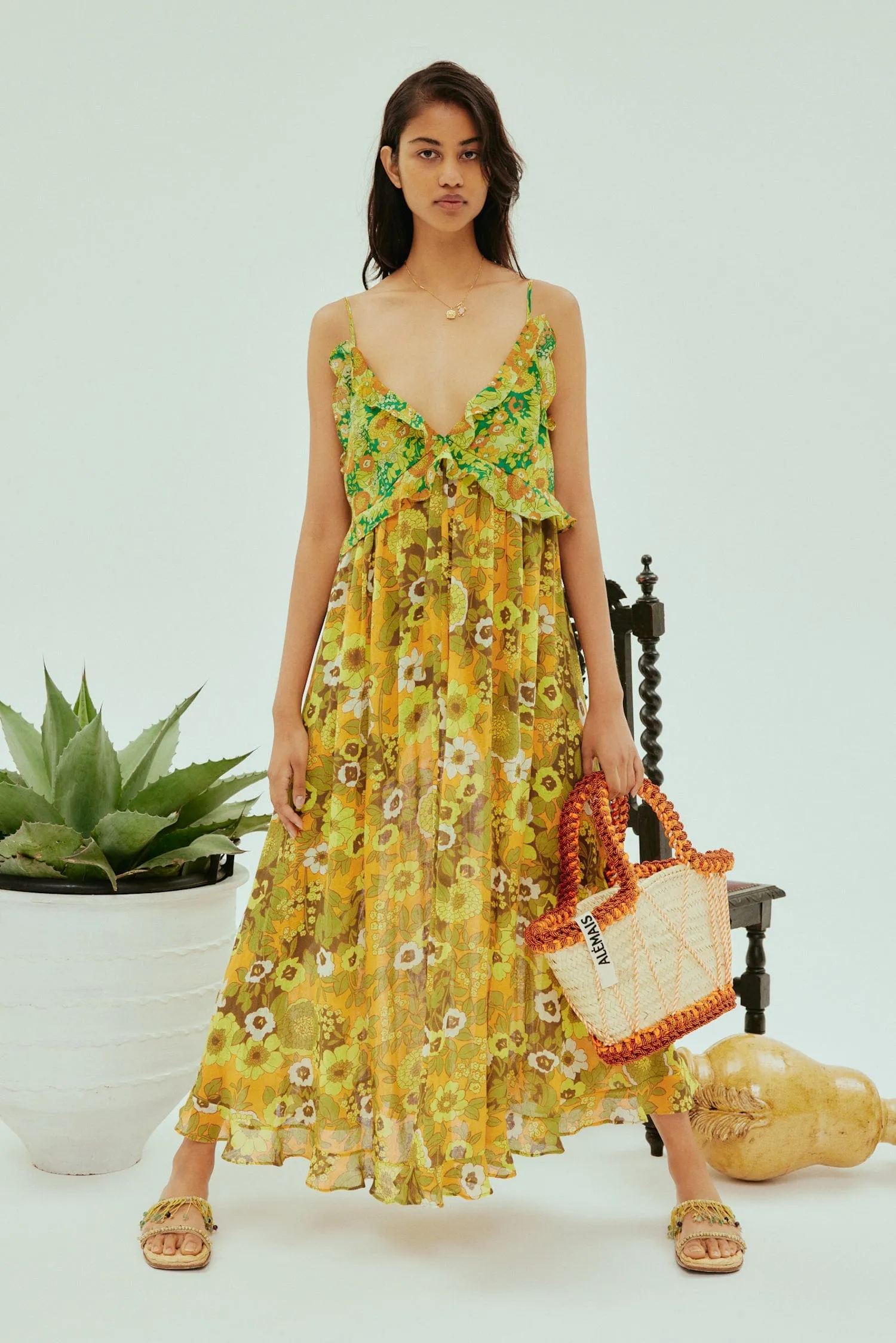 JEFF SPLICED FRILL MIDI DRESS sold by Alemais