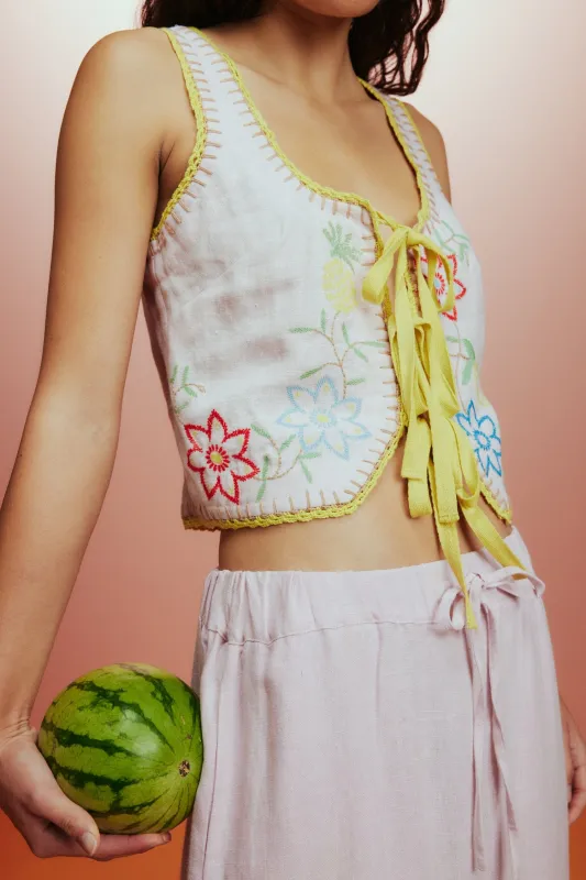 OLIVIA EMBROIDERED TOP sold by Alemais