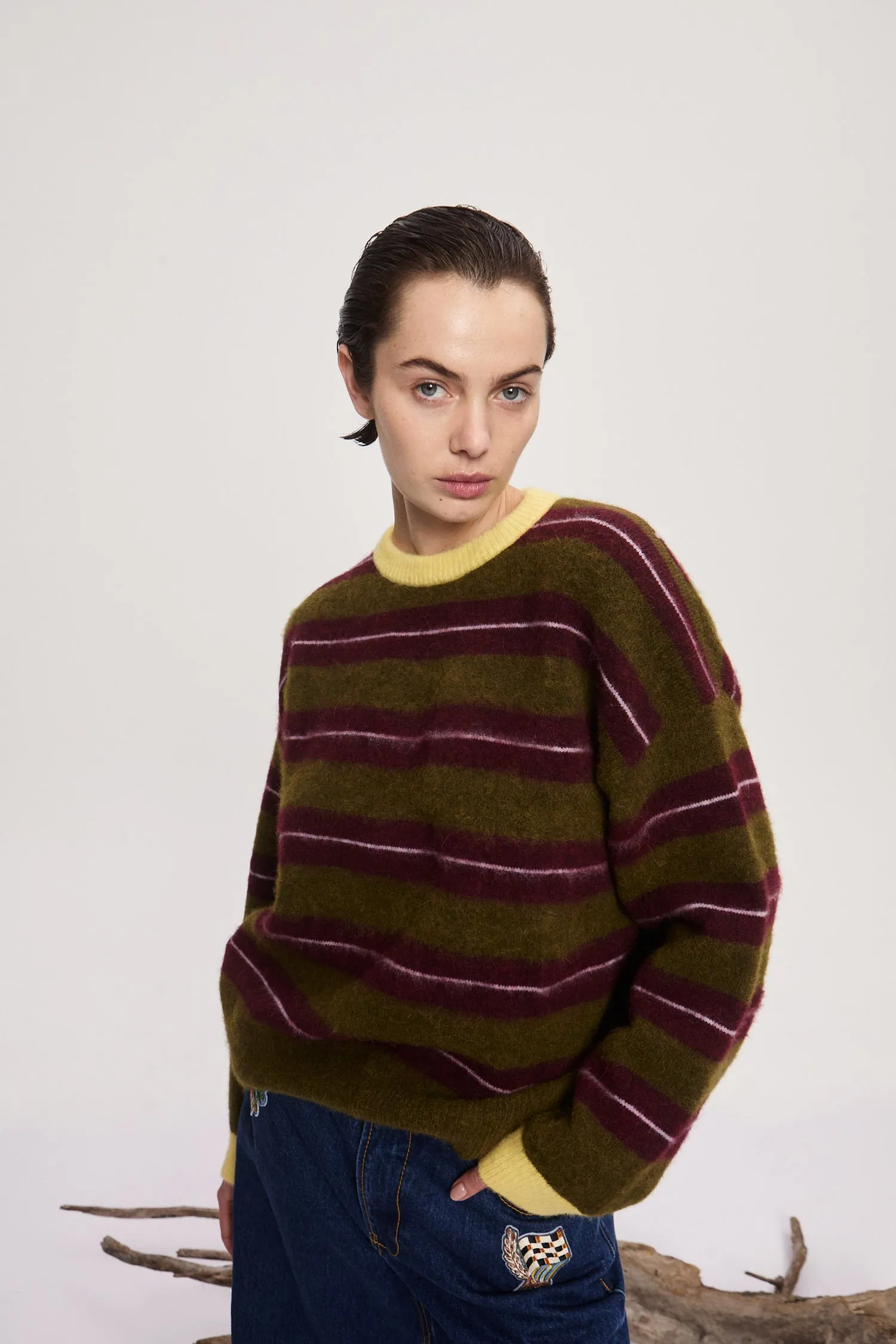 DOMENICA OLIVE STRIPE SWEATER sold by Alemais product image thumbnail 5