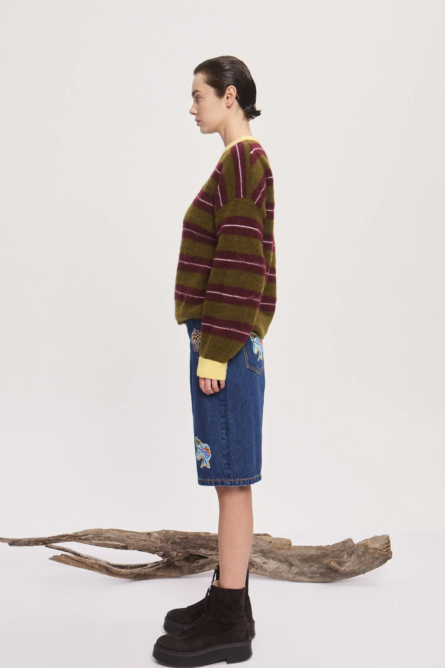 DOMENICA OLIVE STRIPE SWEATER sold by Alemais product image thumbnail 3
