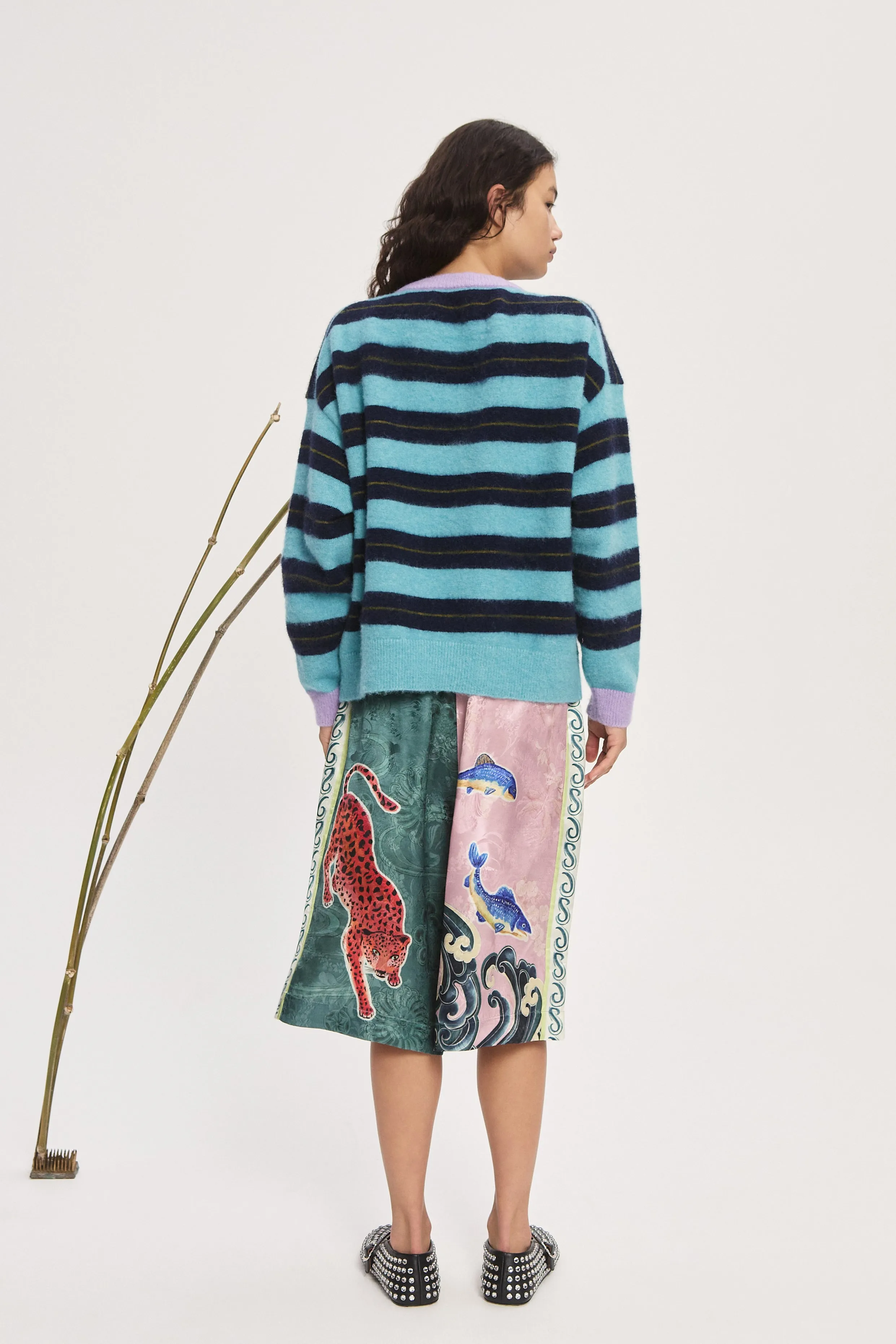 DOMENICA TEAL STRIPE SWEATER sold by Alemais product image thumbnail 4