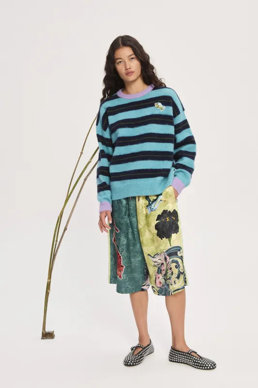 DOMENICA TEAL STRIPE SWEATER made by Alemais