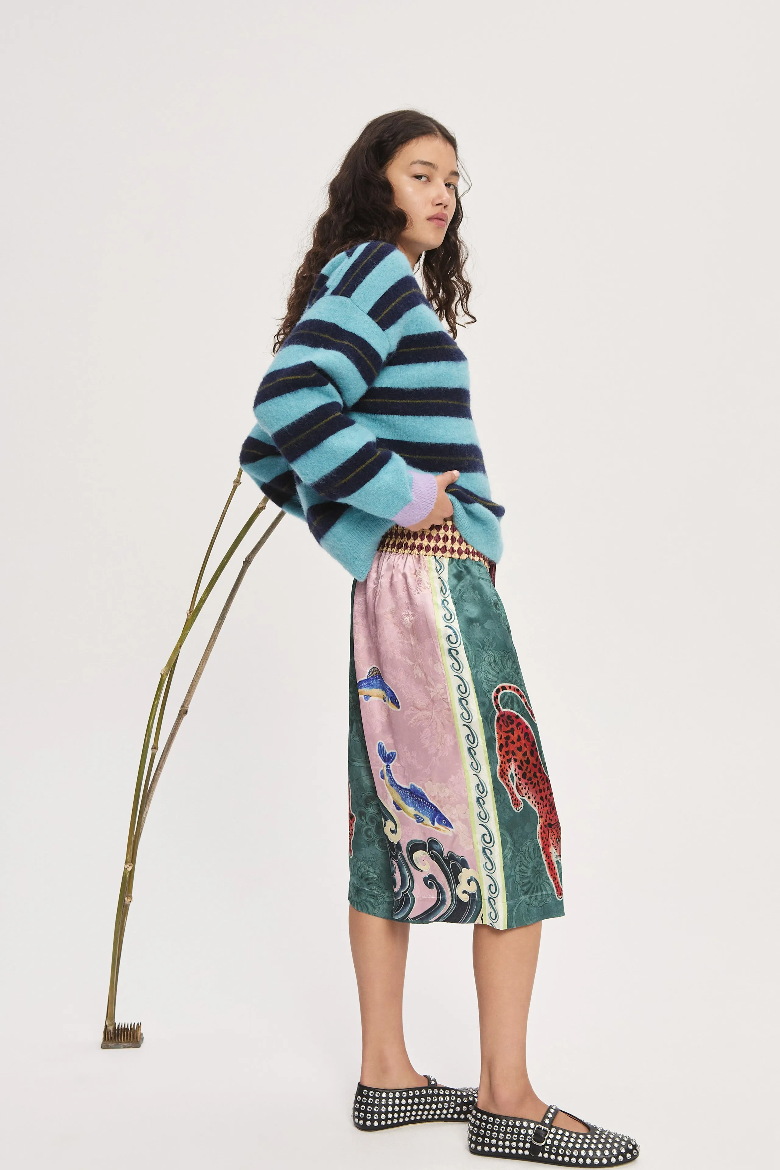 DOMENICA TEAL STRIPE SWEATER sold by Alemais product image thumbnail 3