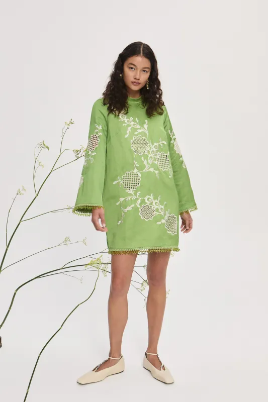 LUISA EMBROIDERED MINI DRESS sold by Alemais