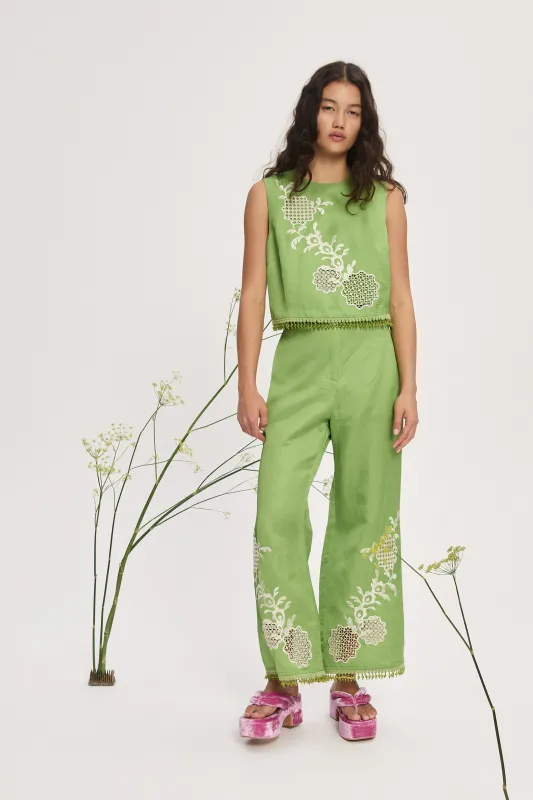 LUISA EMBROIDERED PANT made by Alemais