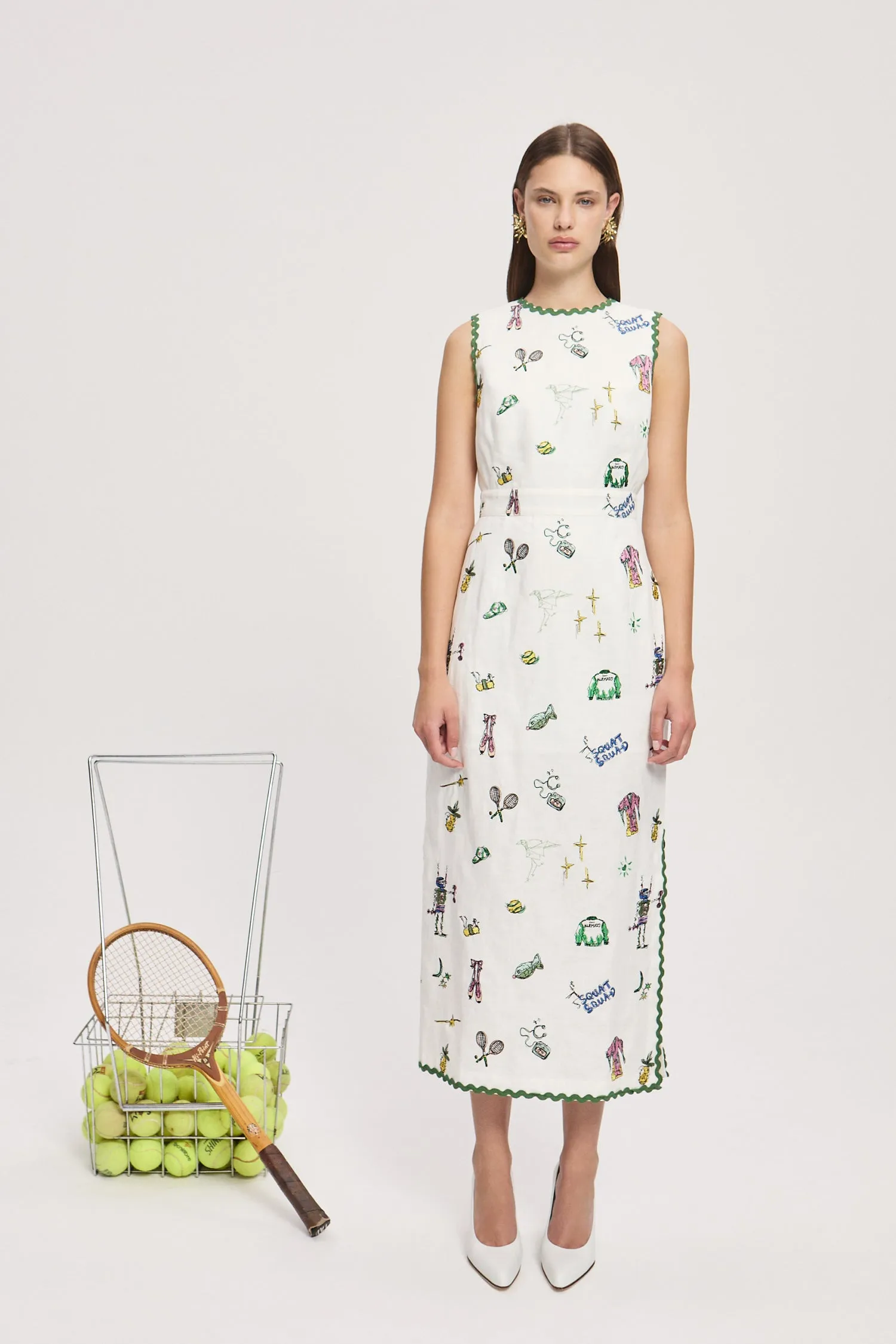 PLAY EMBROIDERED MIDI DRESS sold by Alemais