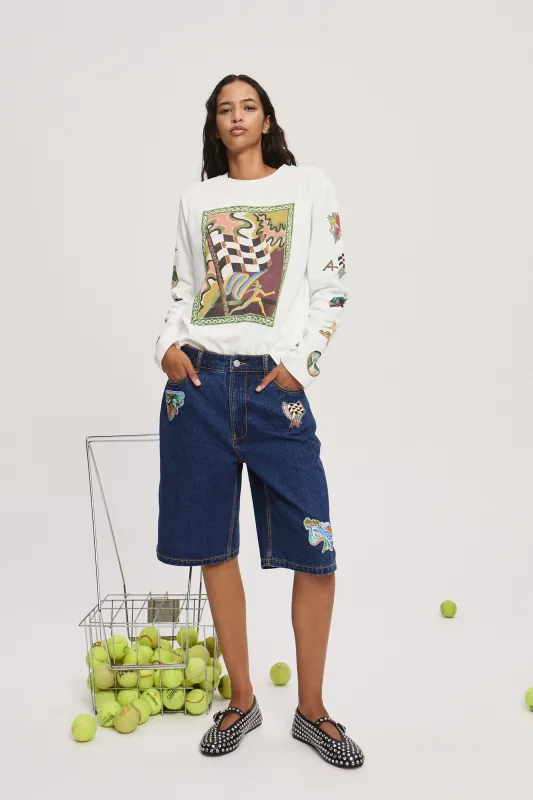 SPEEDY DENIM SHORT sold by Alemais