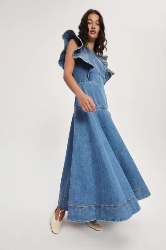 STEPHI DENIM MIDI DRESS sold by Alemais