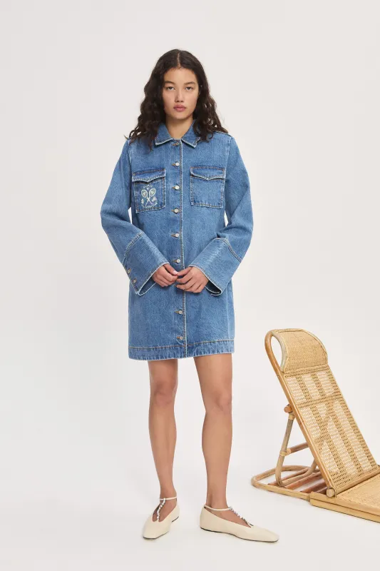 STEPHI DENIM MINI DRESS sold by Alemais