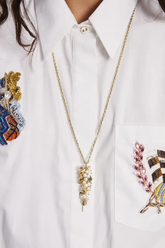 TEAM SPIRIT FLOWER & PEARL NECKLACE sold by Alemais