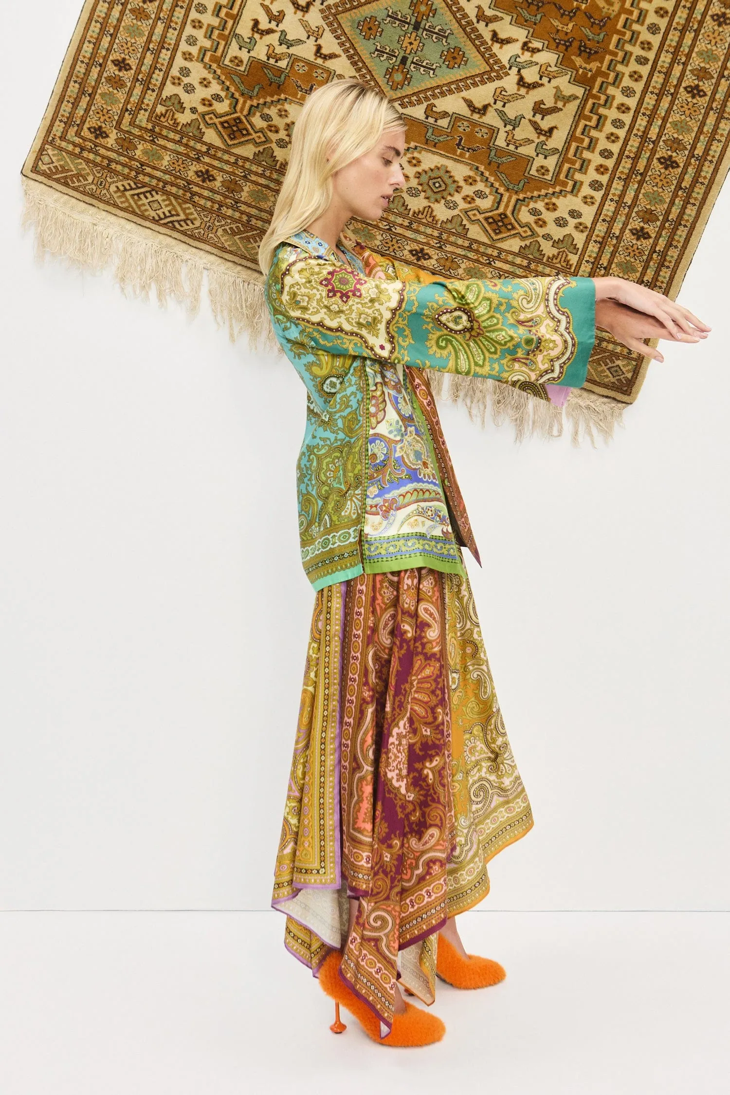 CLEMENZA SPLICED SCARF SILK SKIRT sold by Alemais product image thumbnail 3