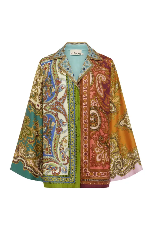 CLEMENZA SPLICED SILK SHIRT sold by Alemais