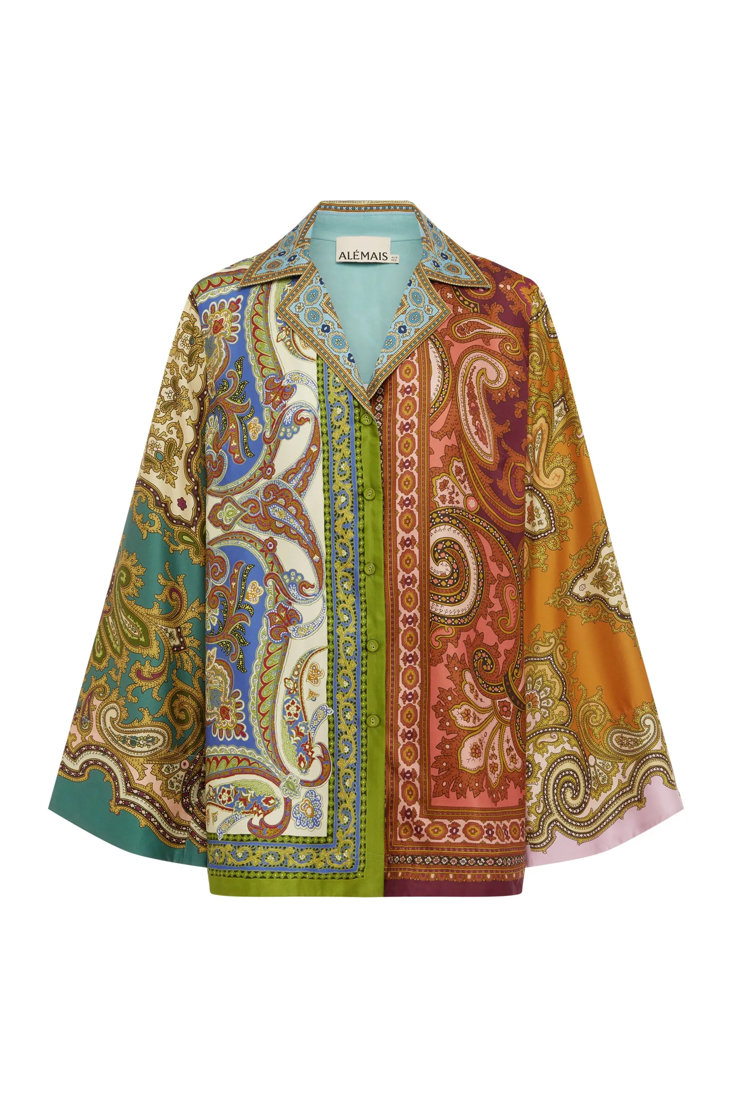 CLEMENZA SPLICED SILK SHIRT sold by Alemais