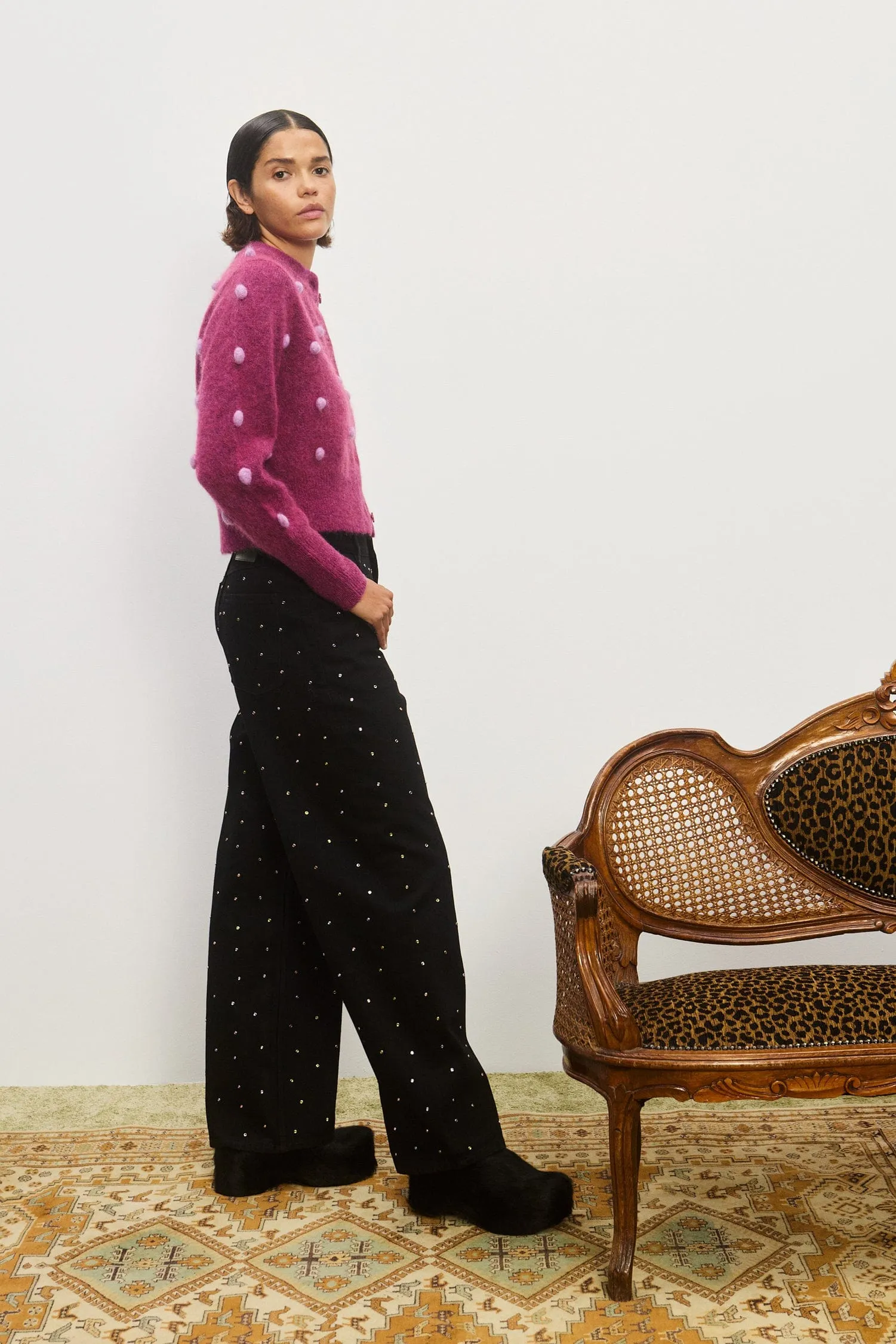 ELIA MULBERRY CROPPED CARDIGAN sold by Alemais product image thumbnail 3