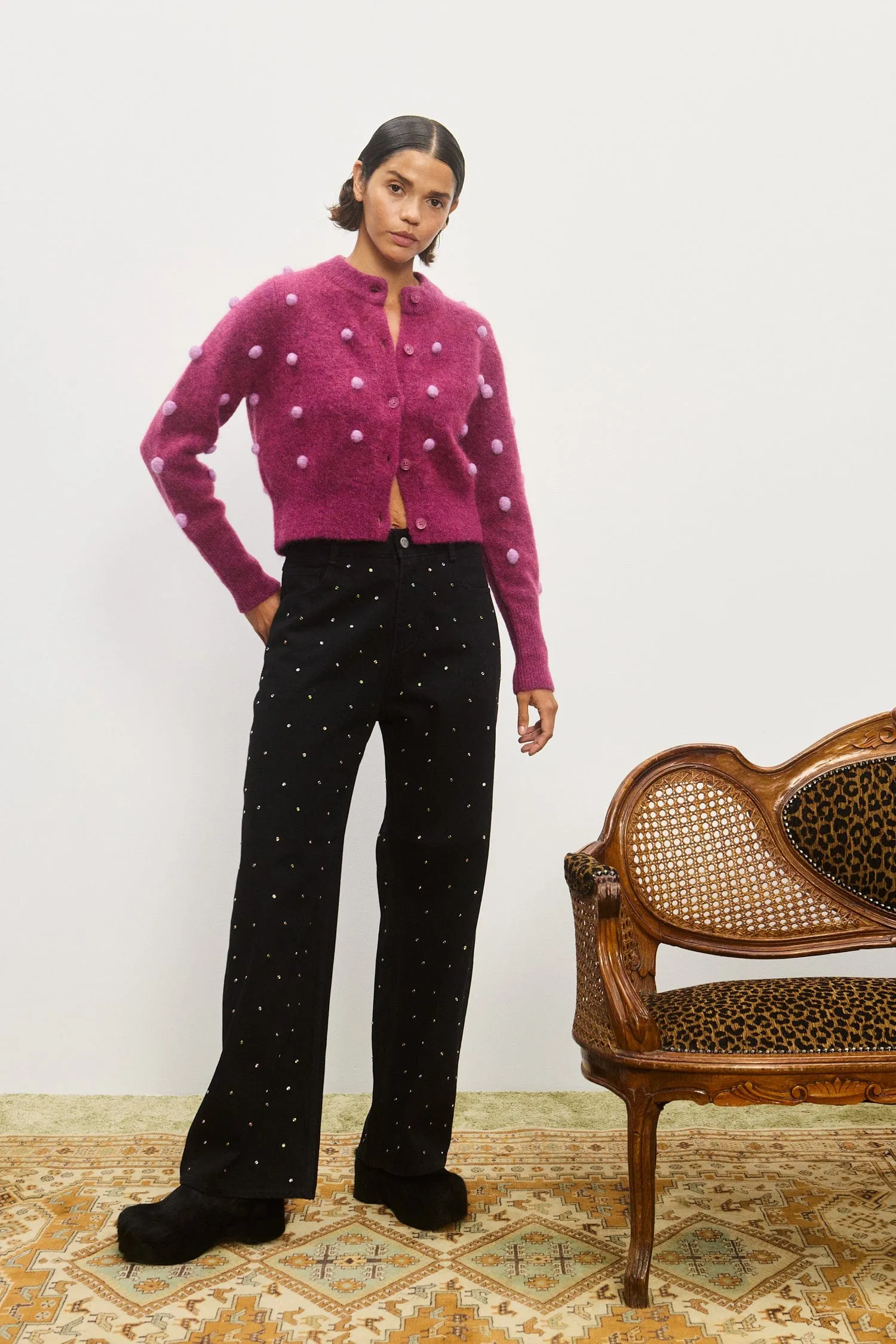 ELIA MULBERRY CROPPED CARDIGAN sold by Alemais product image thumbnail 2