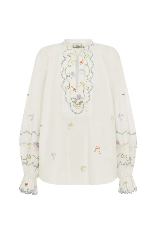 GIULIA EMBROIDERED BLOUSE sold by Alemais