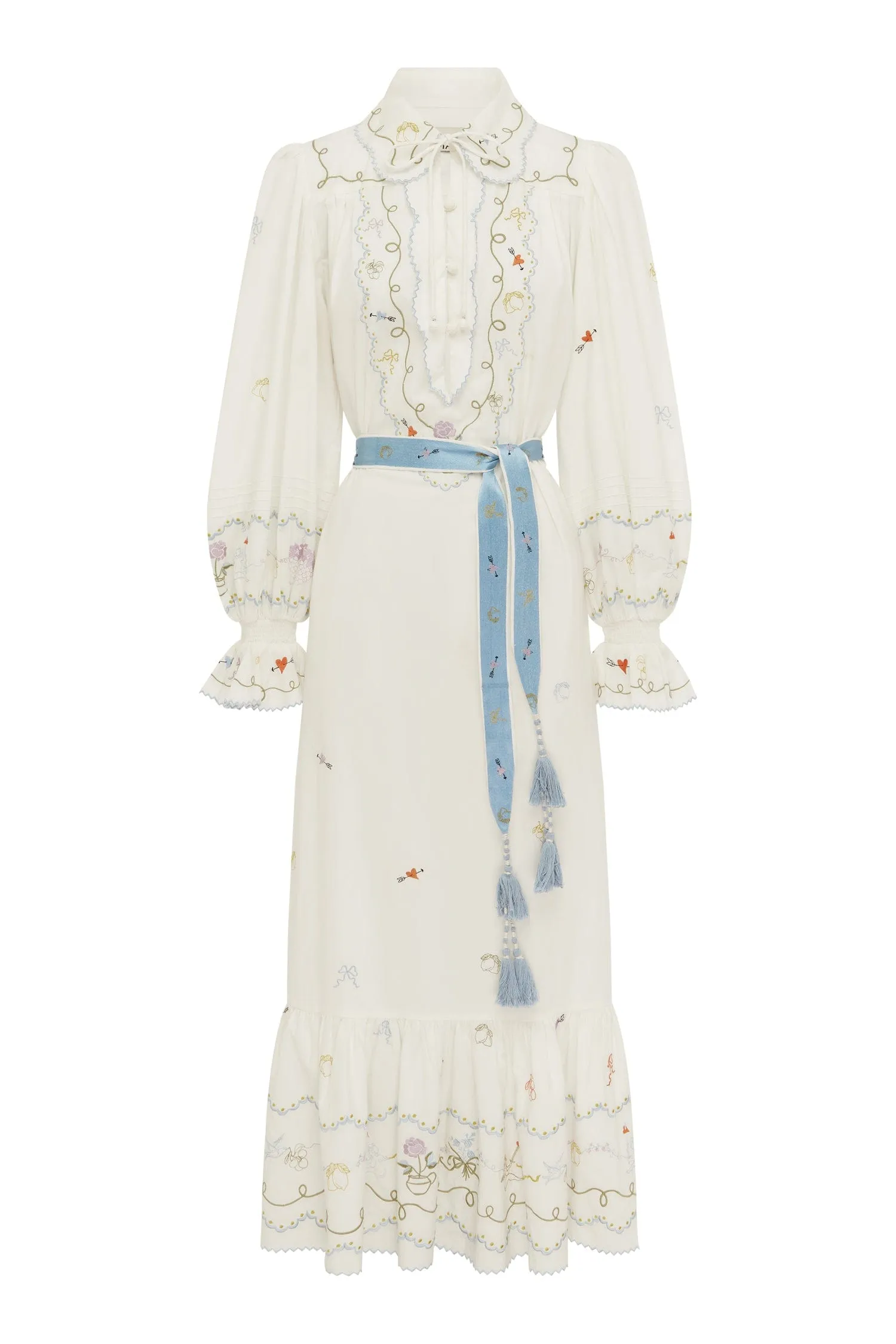 GIULIA EMBROIDERED MIDI DRESS sold by Alemais