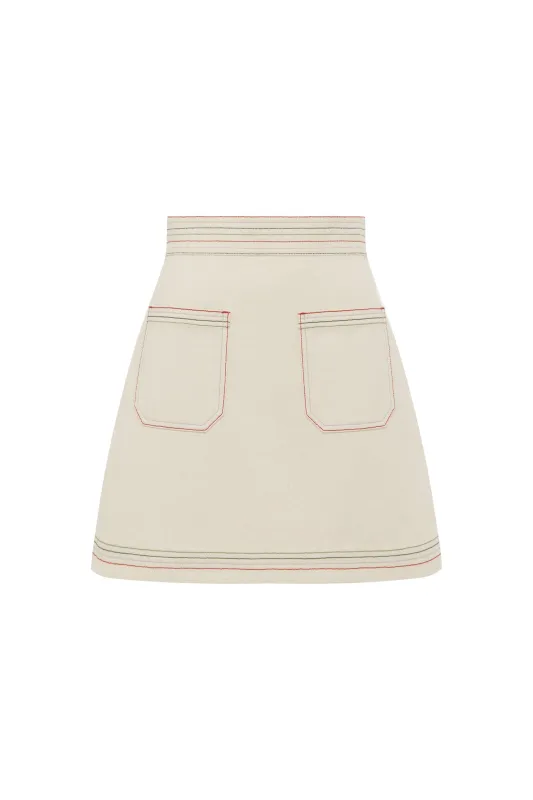 NORMA DENIM MINI SKIRT sold by Alemais