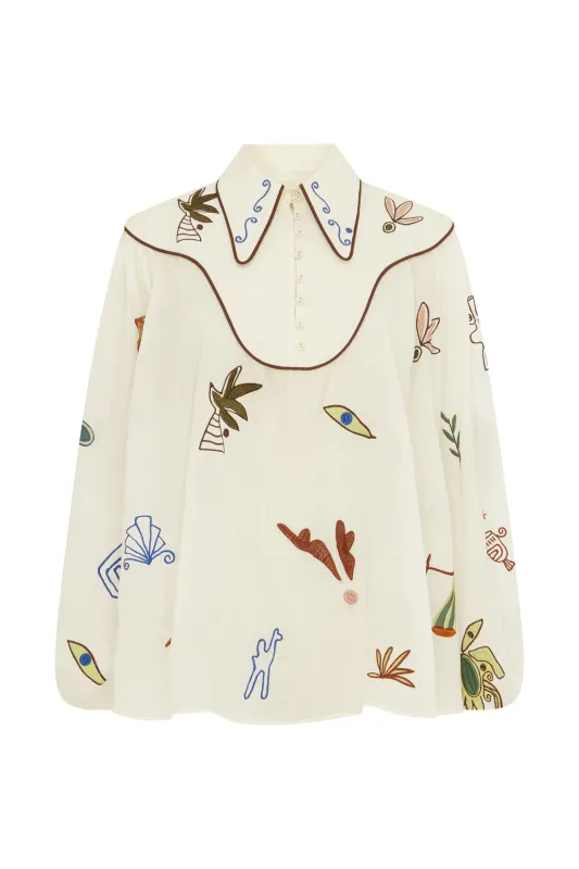 MINA EMBROIDERED BLOUSE made by Alemais