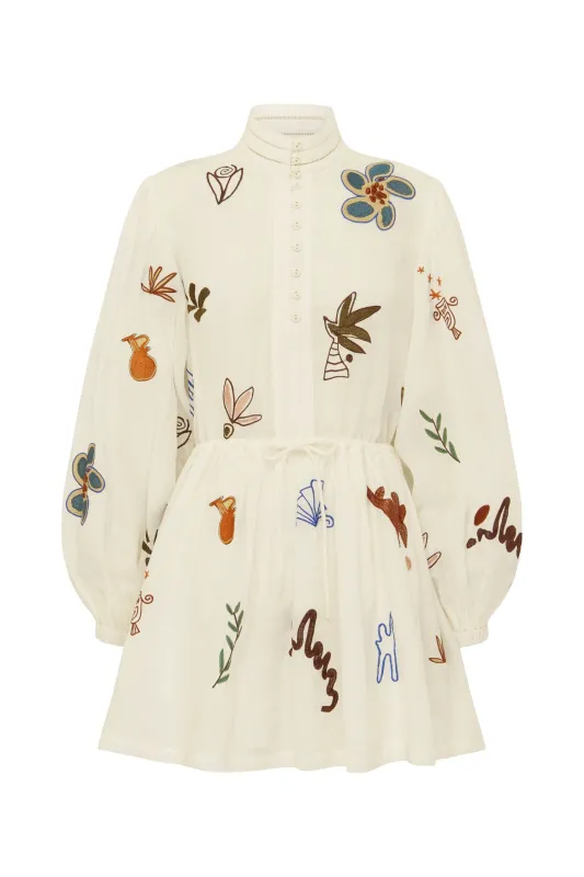 MINA EMBROIDERED MINI DRESS sold by Alemais