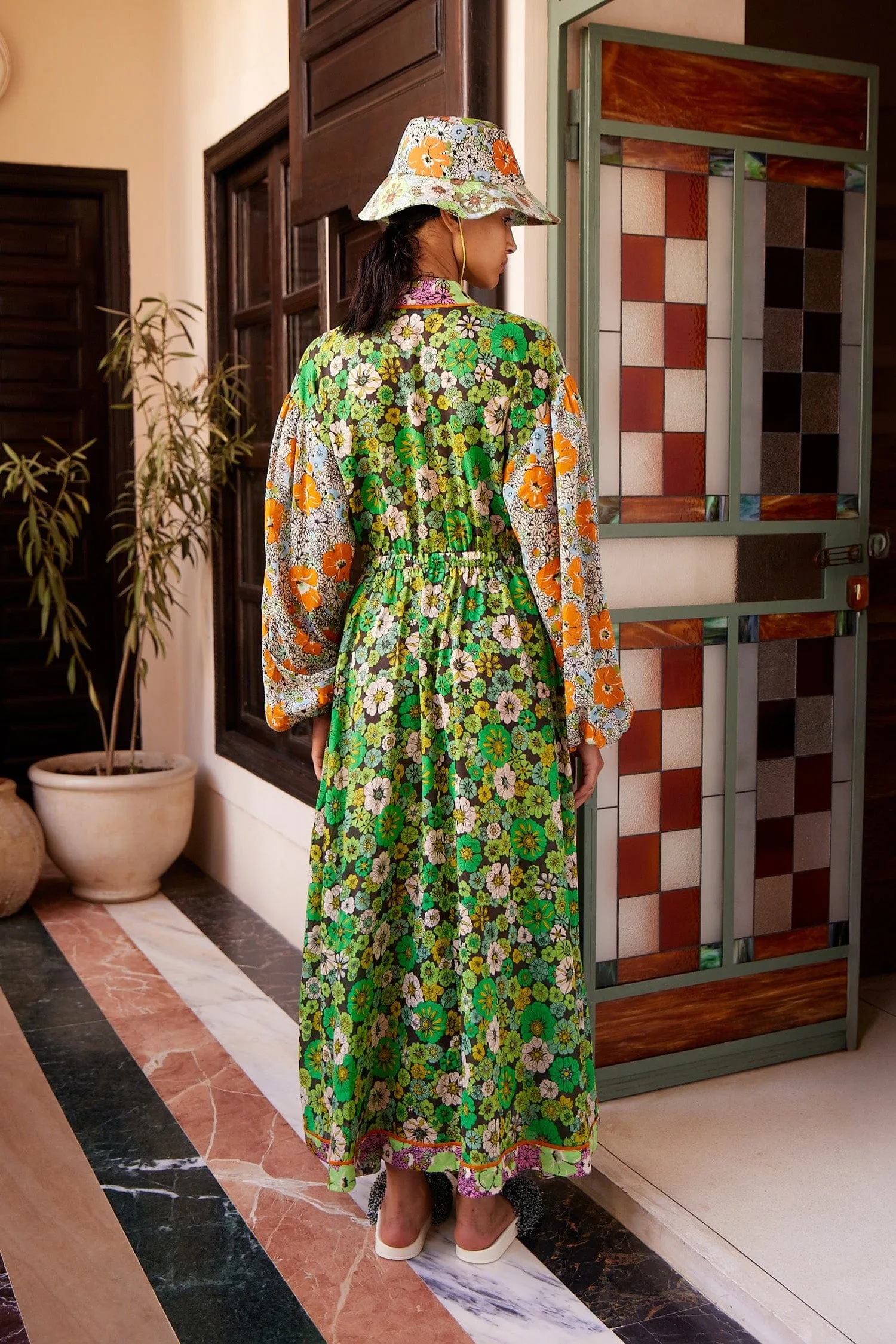 ORANGE BLOSSOM SPLICED MIDI DRESS sold by Alemais product image thumbnail 4