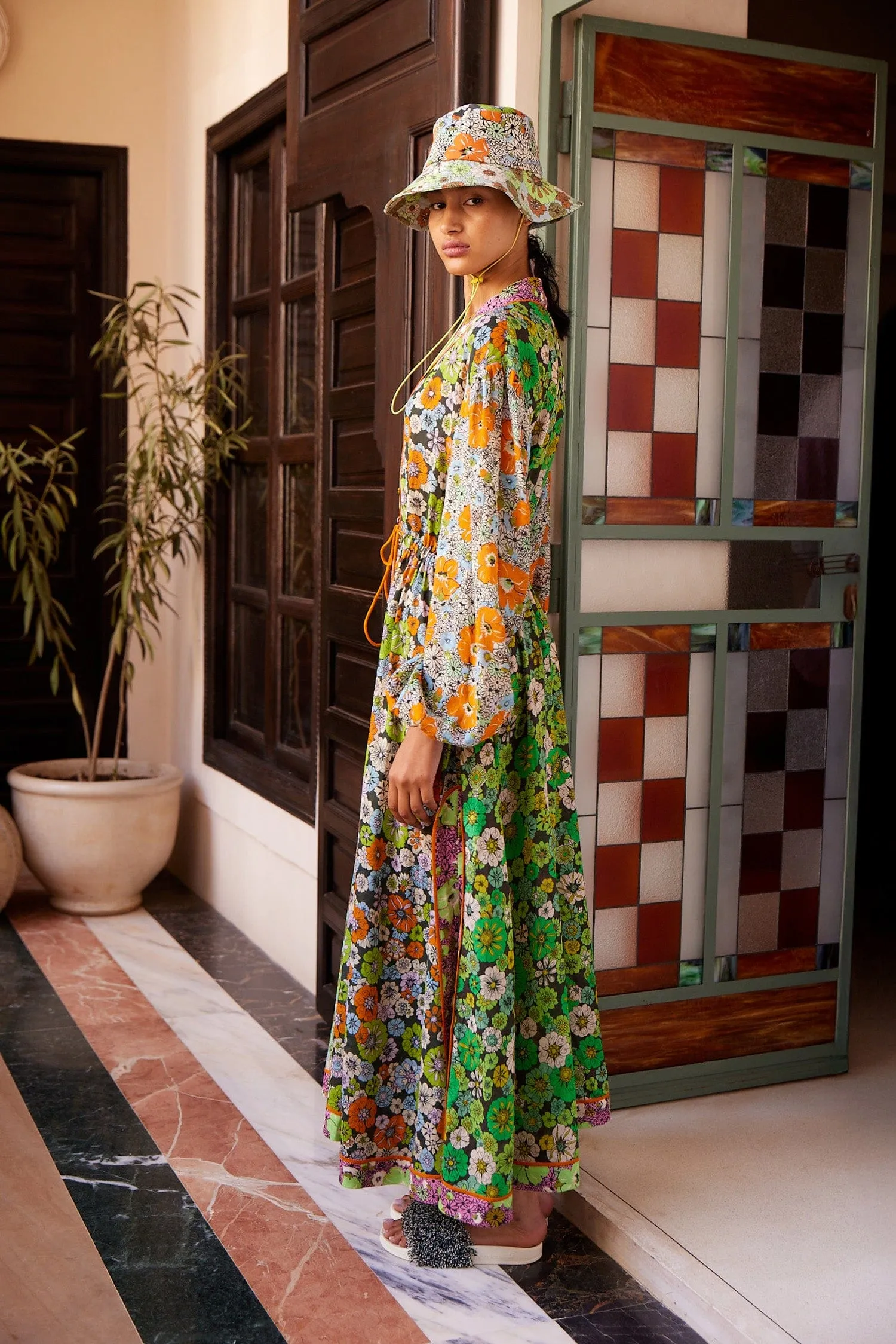 ORANGE BLOSSOM SPLICED MIDI DRESS sold by Alemais product image thumbnail 3