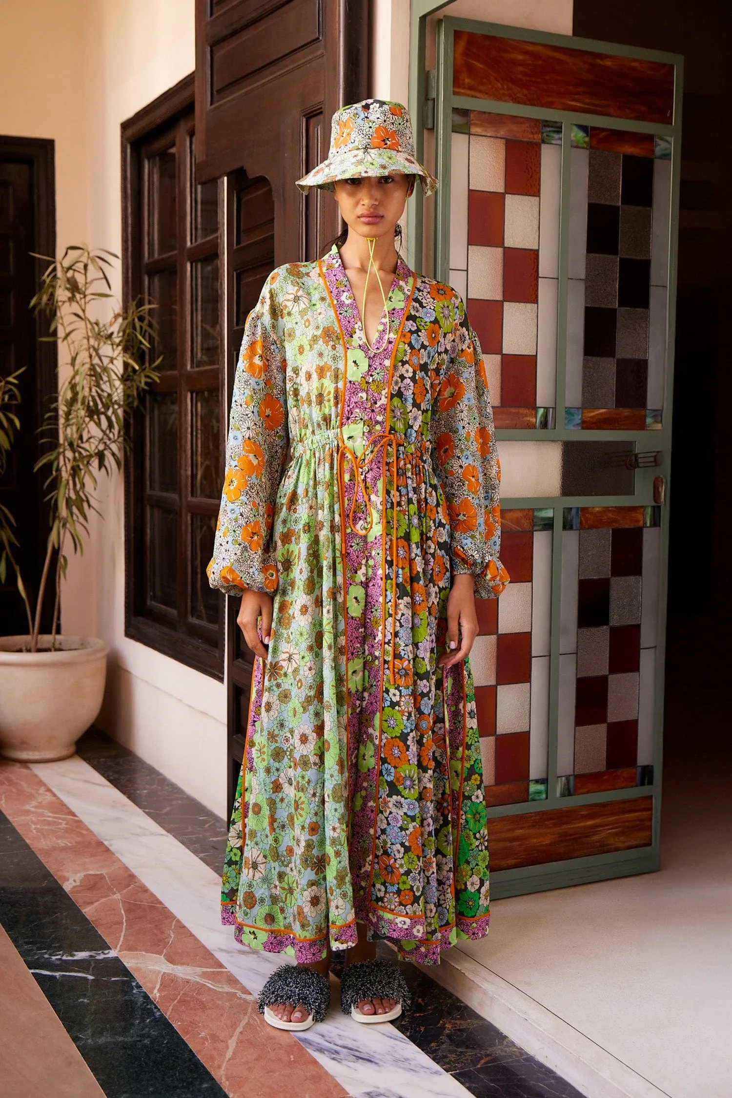 ORANGE BLOSSOM SPLICED MIDI DRESS sold by Alemais product image thumbnail 2