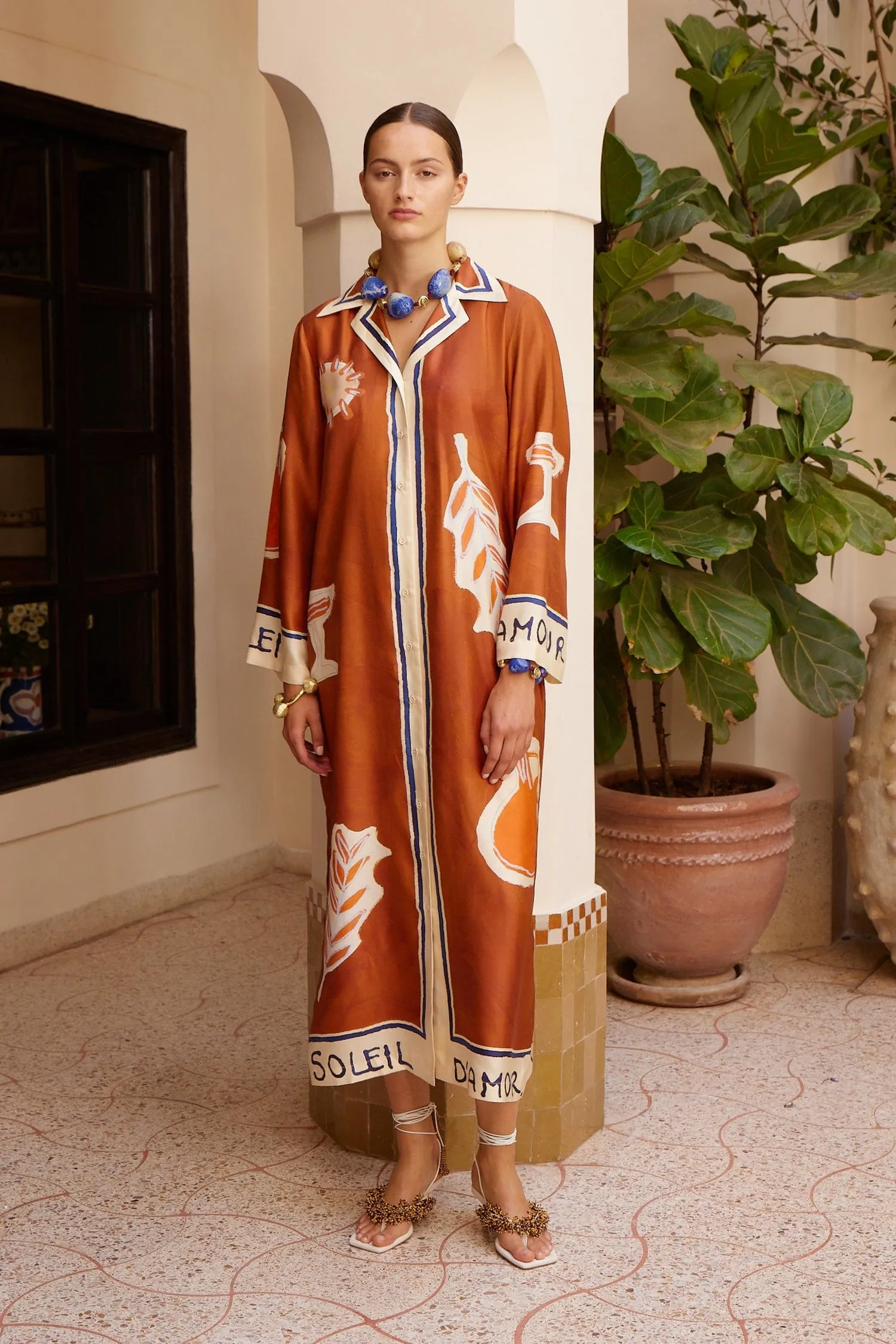 SOLEIL D'AMOUR SILK SHIRTDRESS sold by Alemais product image thumbnail 2