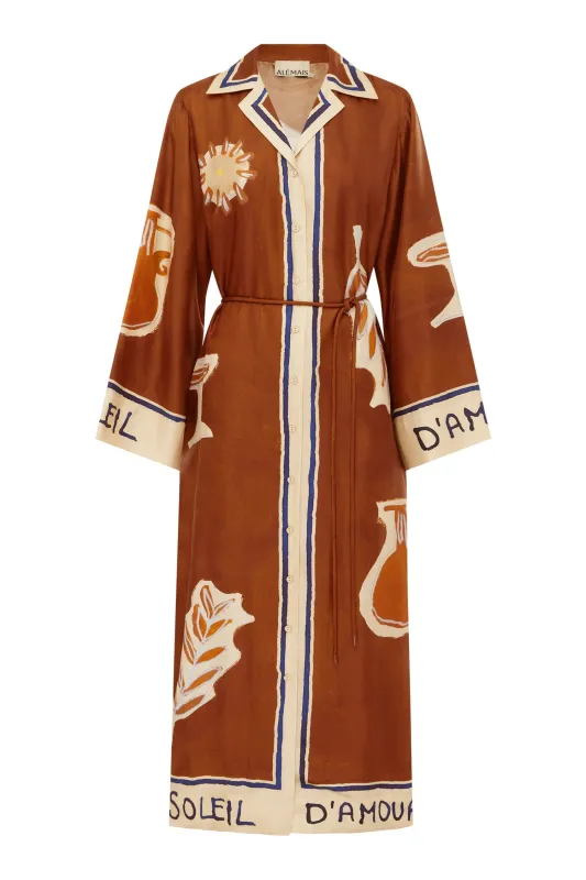 SOLEIL D'AMOUR SILK SHIRTDRESS sold by Alemais
