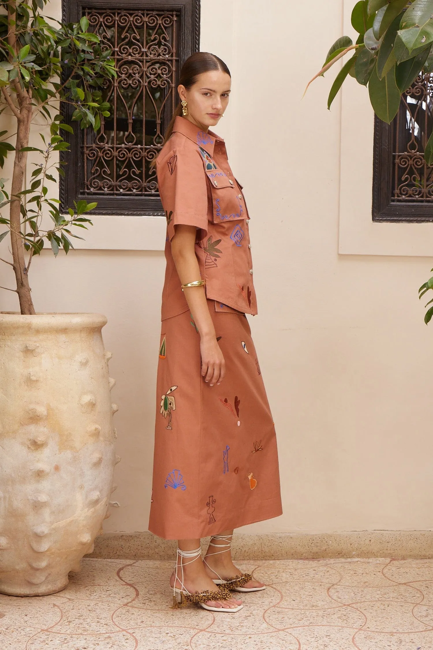 DUSTY EMBROIDERED FITTED SHIRT sold by Alemais product image thumbnail 3