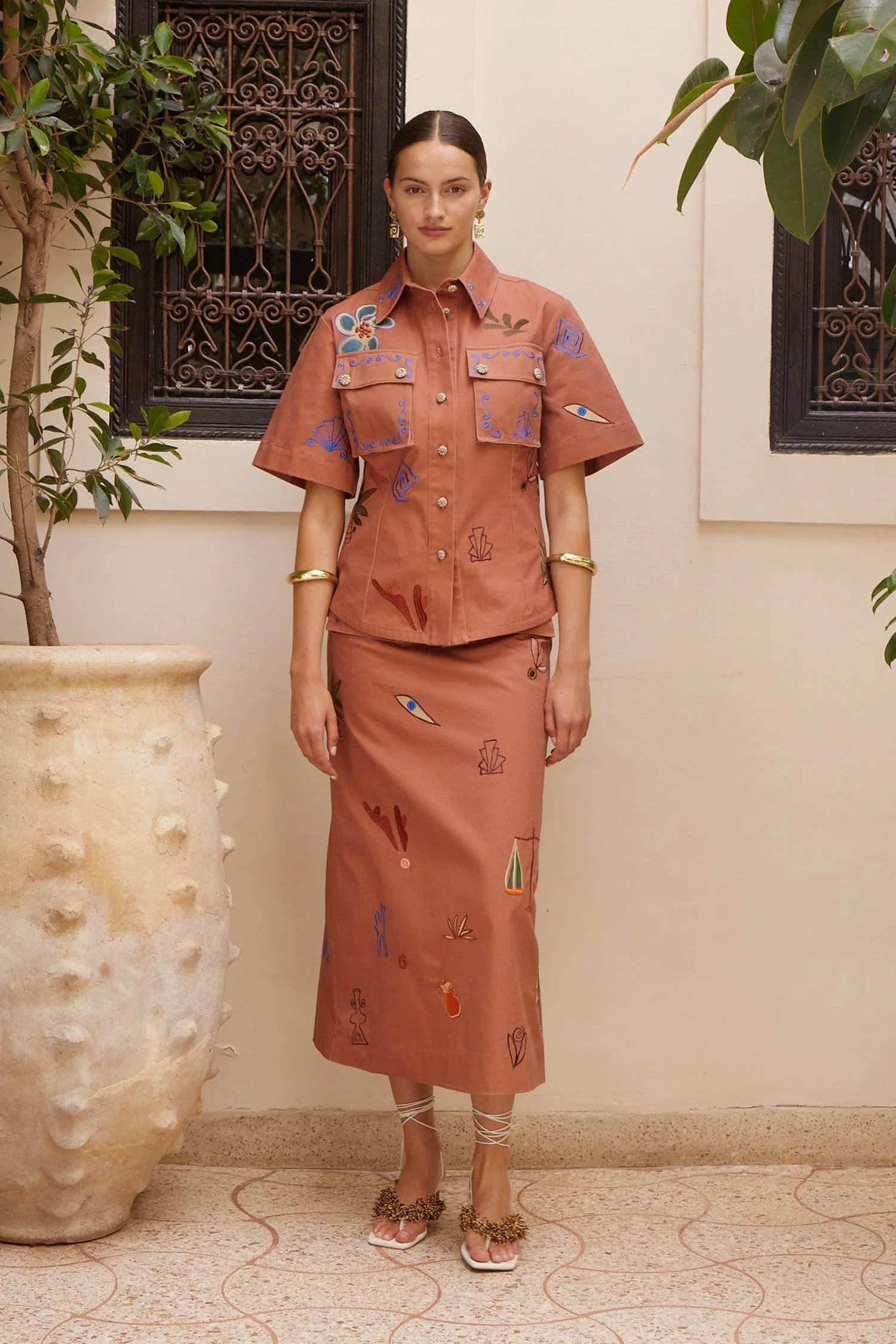 DUSTY EMBROIDERED FITTED SHIRT sold by Alemais product image thumbnail 2