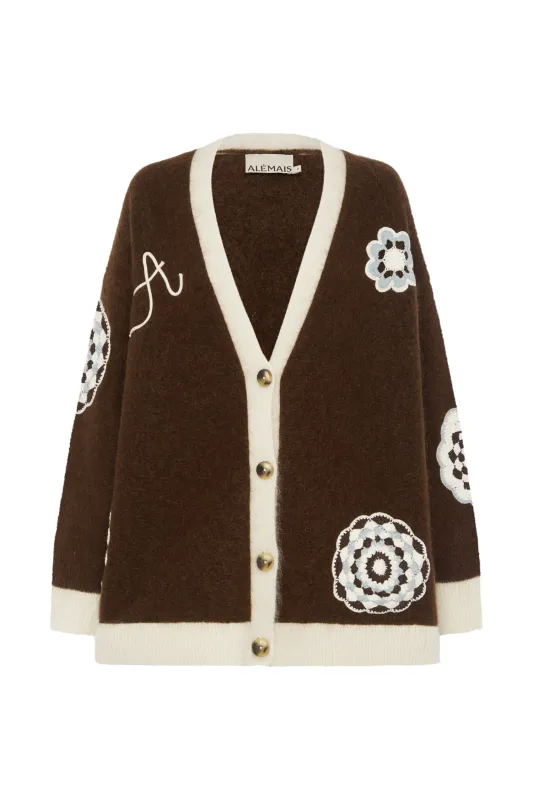 ELMA CHOC KNIT CARDIGAN EXCLUSIVE sold by Alemais