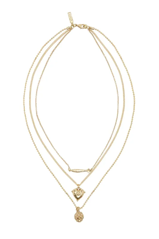 TESORI MULTI CHAIN CHARM NECKLACE sold by Alemais