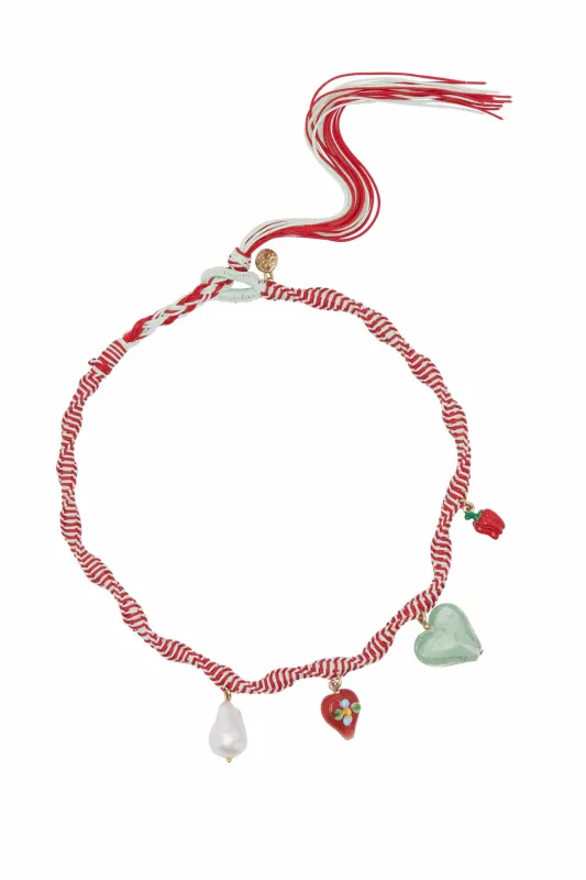 TESORI ROSSA MACRAME CHARM NECKLACE sold by Alemais