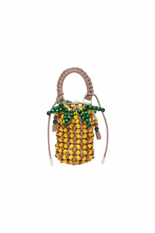 WOOD BEAD PINEAPPLE MINI BAG sold by Alemais