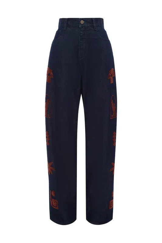 DELANY EMBELLISHED DENIM JEAN made by Alemais