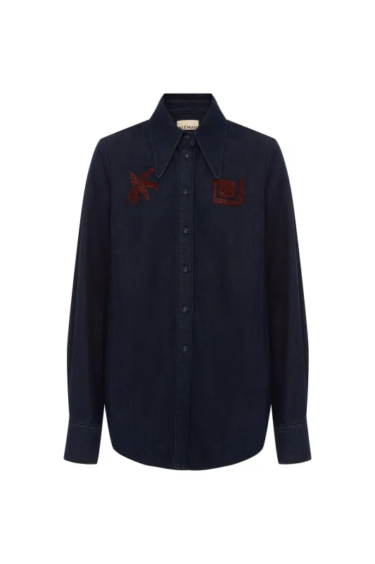 DELANY EMBELLISHED DENIM SHIRT sold by Alemais