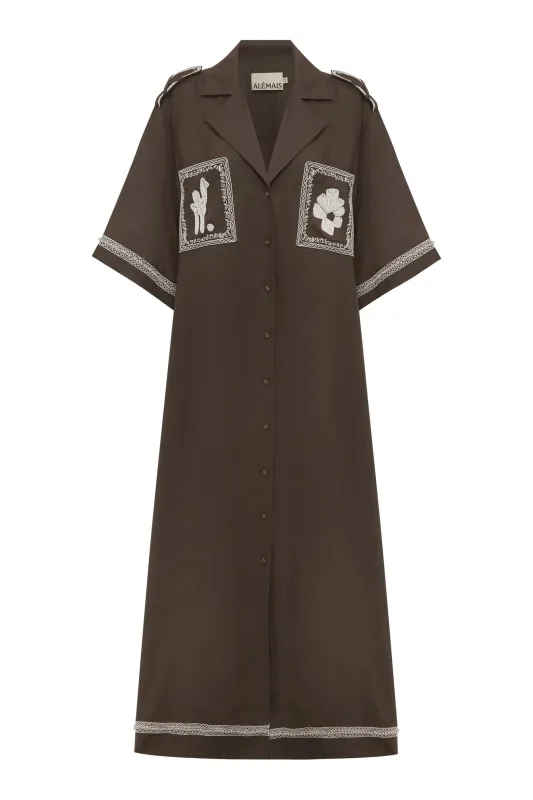 LEANDRA CORDED RELAXED SHIRTDRESS sold by Alemais