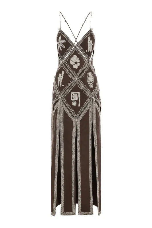 LEANDRA CORDED SLIP MIDI DRESS sold by Alemais