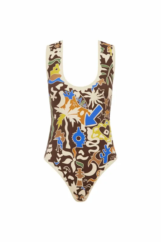 MAROC SCOOP NECK ONE PIECE sold by Alemais