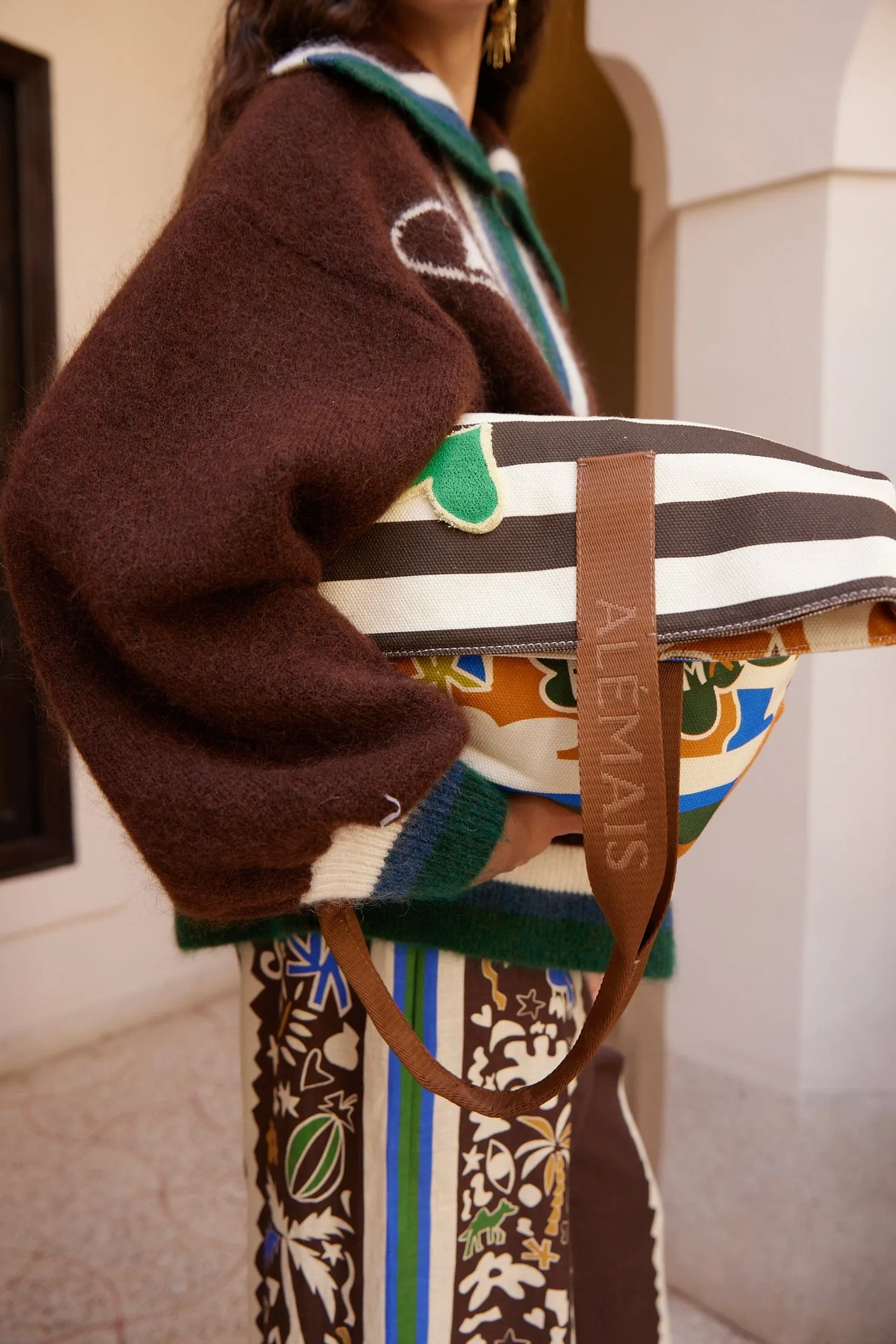 MAROC STRIPE PATCH SHOPPER TOTE sold by Alemais product image thumbnail 2